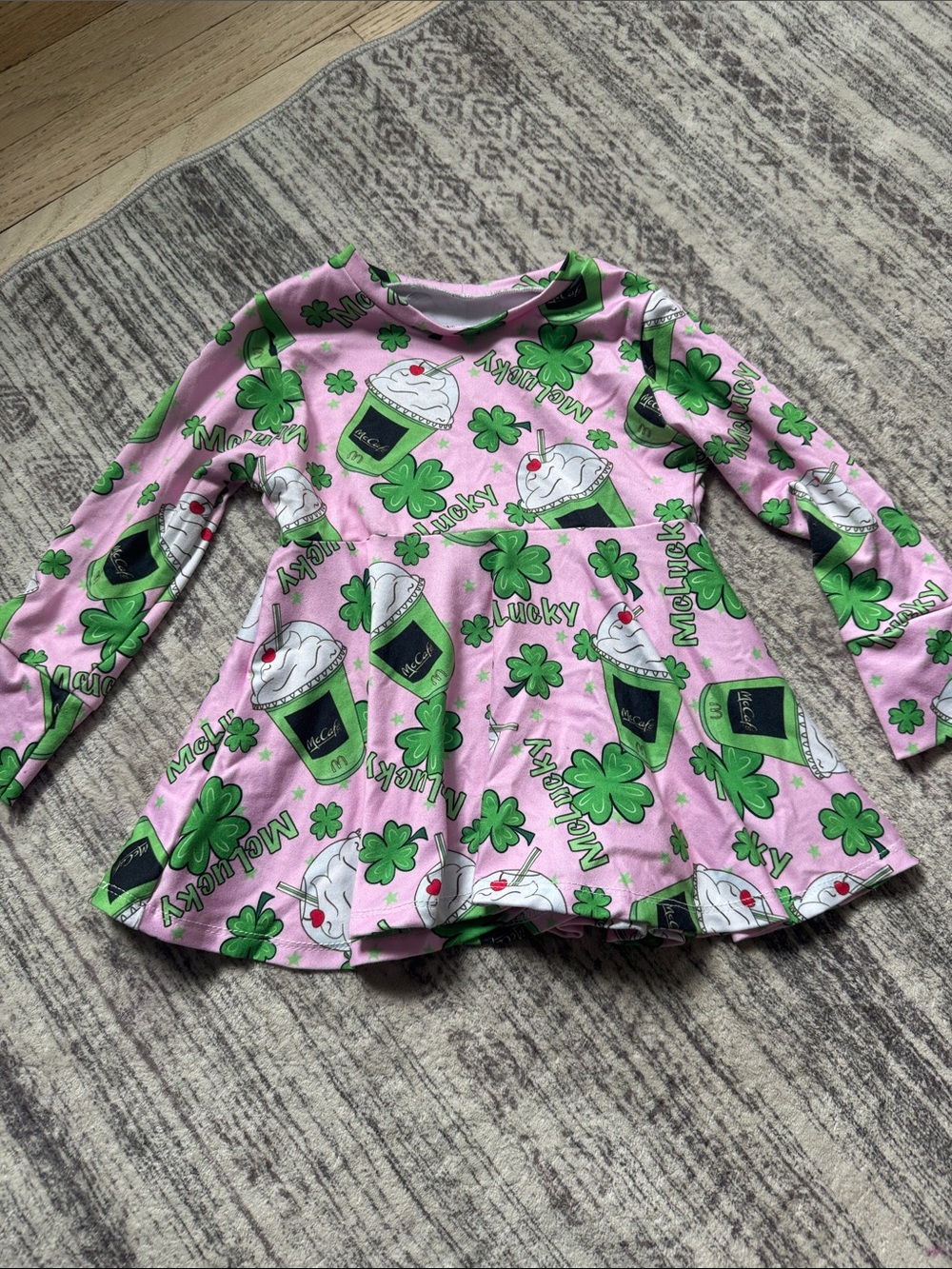 Girls' Pink Lucky Shamrock Long-Sleeve Top